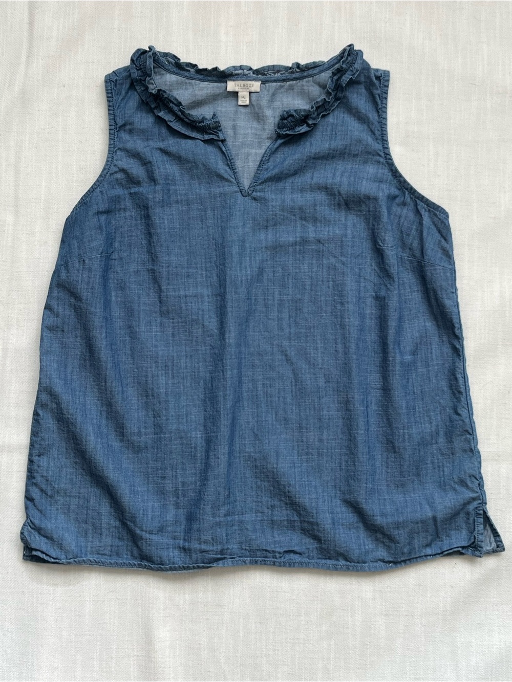 Talbots Light Blue Cotton Chambray Top.  Petite.  Size M.